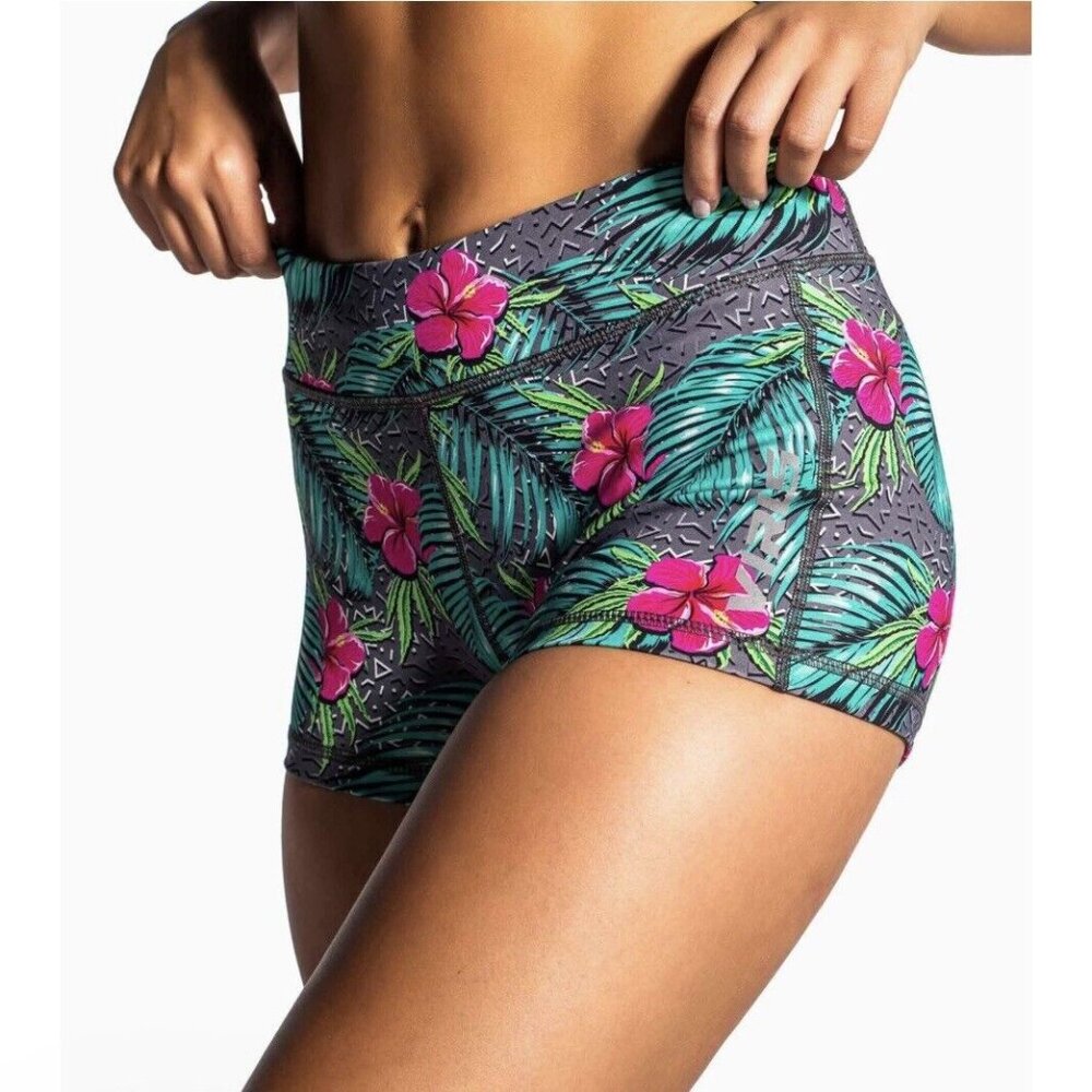 Virus 3” Compression Workout Shorts (Size M) Data Tropical Print MMA CrossFit
